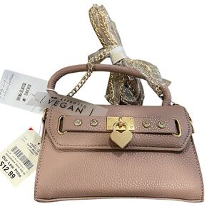 Vegan Pink Handbag with Gold Accents